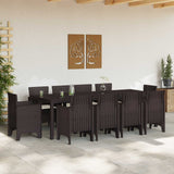 Garden Dining Set 11 pcs Brown Polypropylene - Side View