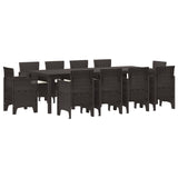 Garden Dining Set 11 pcs Brown Polypropylene - Front View