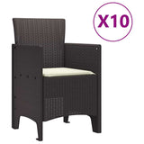 Garden Dining Set 11 pcs Brown Polt rattan - 45-Degree Angle