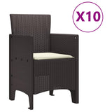 Garden Dining Set 11 pcs Brown Polypropylene - 45-Degree Angle