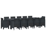 Garden Dining Set 13 pcs Anthracite Plastic - Front View