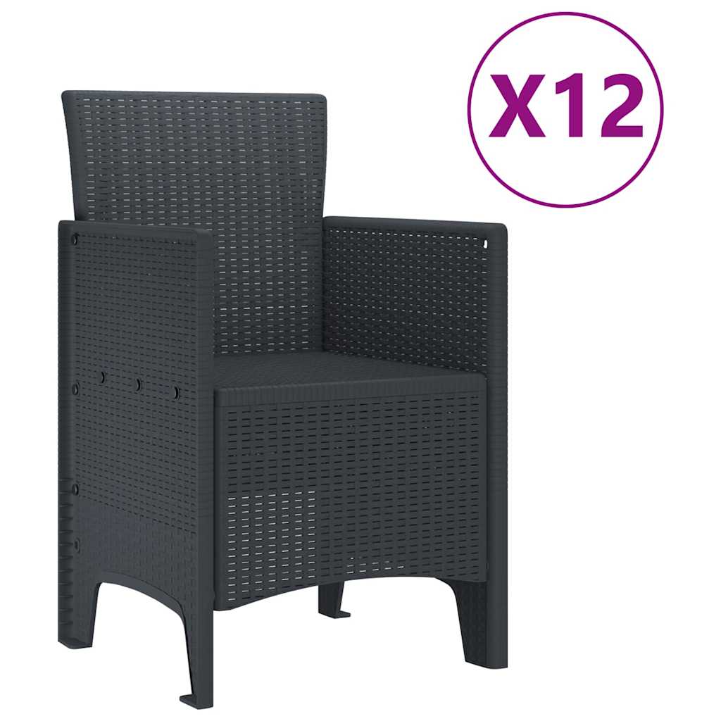 Garden Dining Set 13 pcs Anthracite Plastic