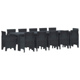 Garden Dining Set with Cushion 13 pcs Anthracite Plastic
