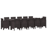 Garden Dining Set 13 pcs Brown Poly rattan - Front View