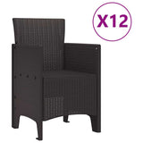 Garden Dining Set 13 pcs Brown Poly rattan - 45-Degree Angle
