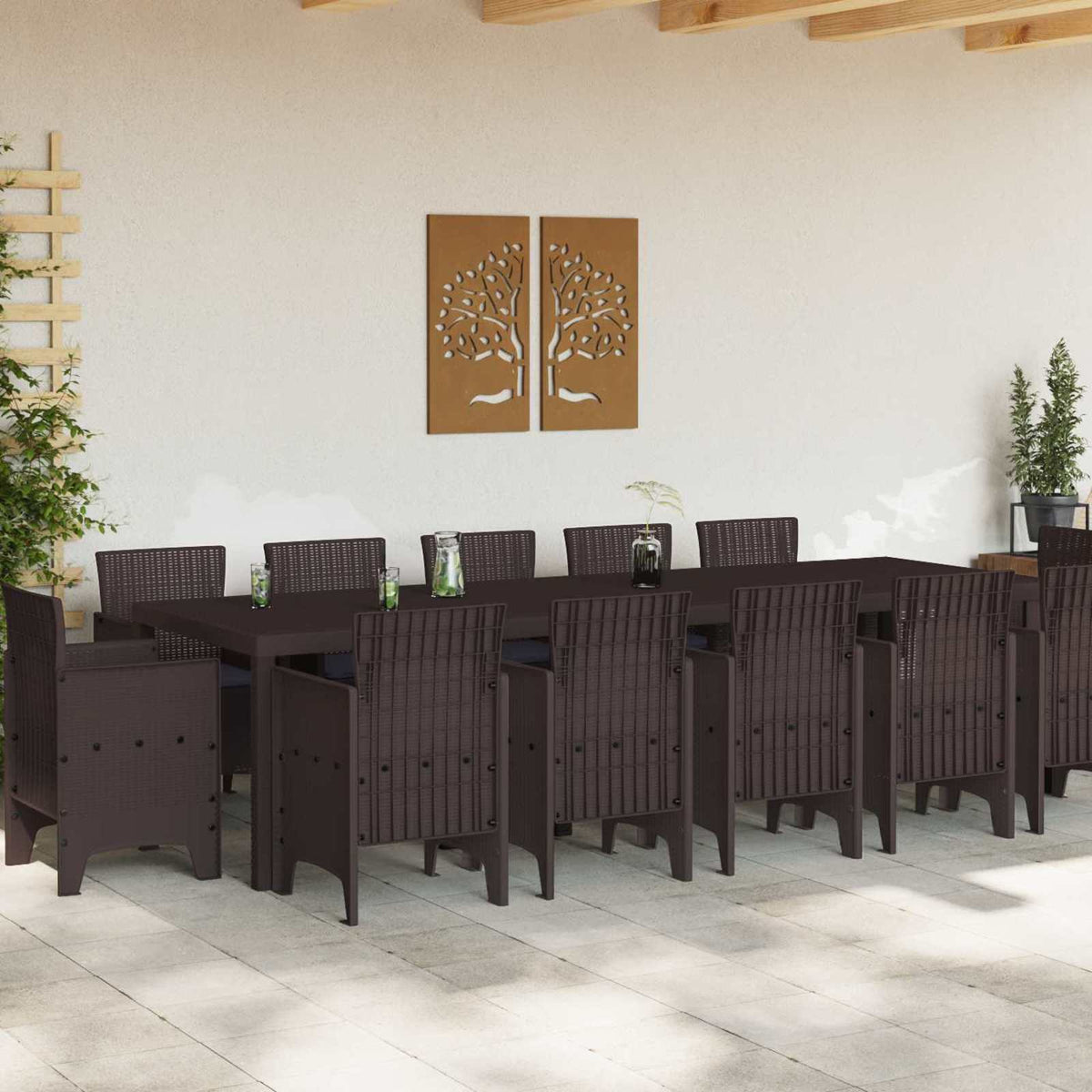 Garden Dining Set 13 pcs Brown and Anthracite