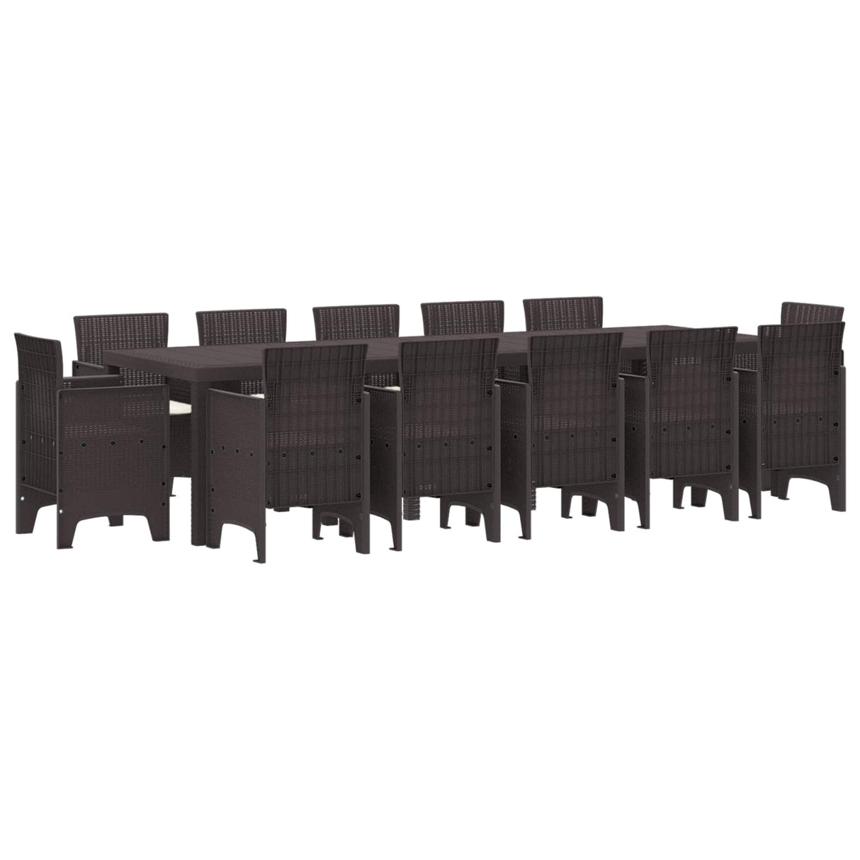 Garden Dining Set with Cushion 13 pcs Brown Rattan