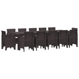 Garden Dining Set with Cushion 13 pcs Brown Rattan