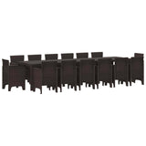 Garden Dining Set 15 pcs Brown Polt rattan