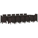 Garden Dining Set 15 pcs Brown Polt rattan