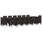 Garden Dining Set 15 pcs Brown Polt rattan