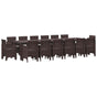 Garden Dining Set 15 pcs Brown Polt rattan