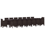 Garden Dining Set with Cushions 17 pcs Brown PP