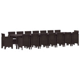Garden Dining Set with Cushions with Cushion 17 pcs Brown PP