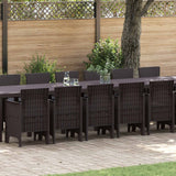 Garden Dining Set with Cushions with Cushion 17 pcs Brown PP