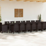 Garden Dining Set with Cushions with Cushion 17 pcs Brown PP - Side View