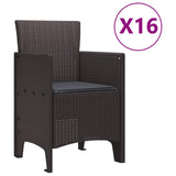 Garden Dining Set with Cushions with Cushion 17 pcs Brown PP