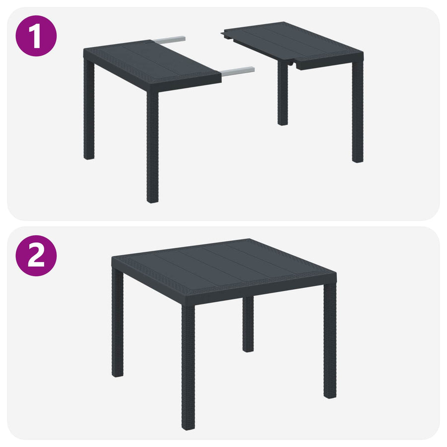 Garden Dining Set 3 pcs Anthracite Polypropylene