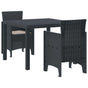 Garden Dining Set 3 pcs Anthracite Polypropylene