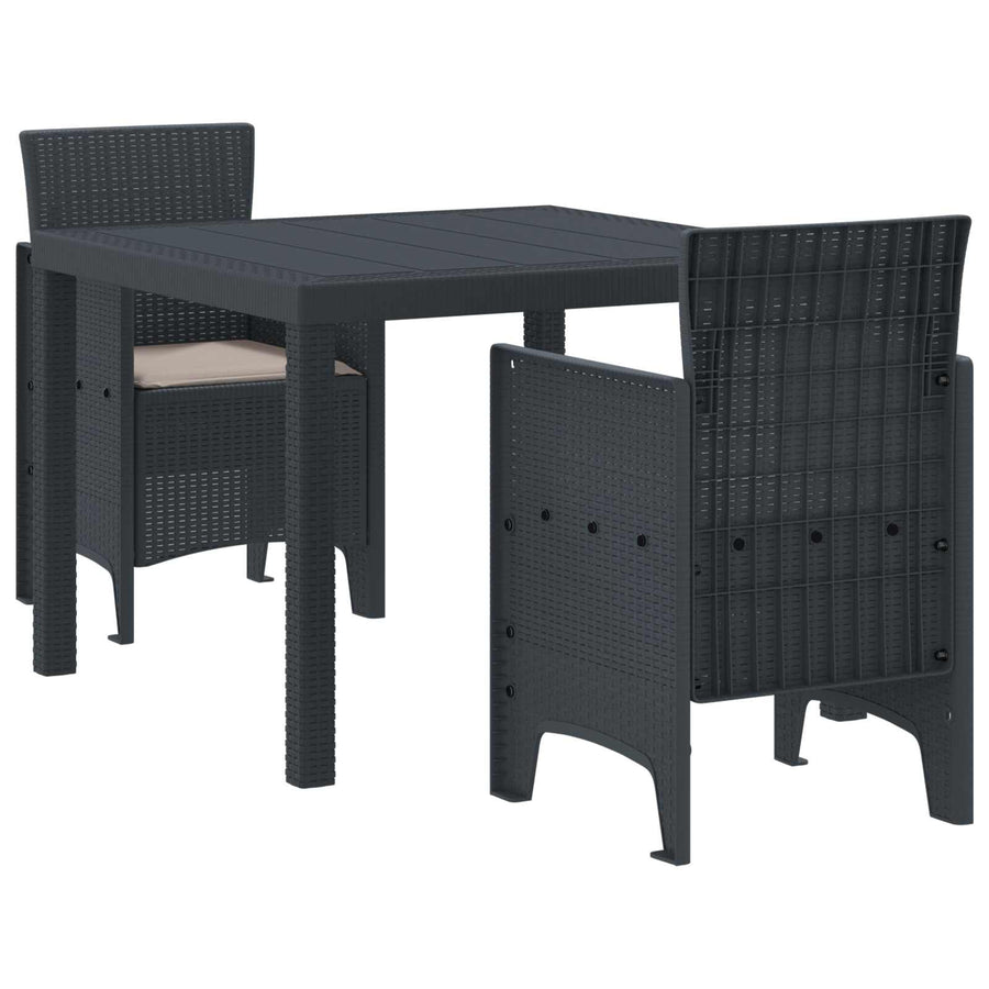 Garden Dining Set 3 pcs Anthracite Polypropylene
