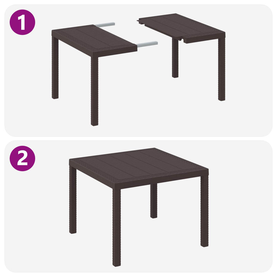 Garden Dining Set 3 pcs Brown Polypropylene