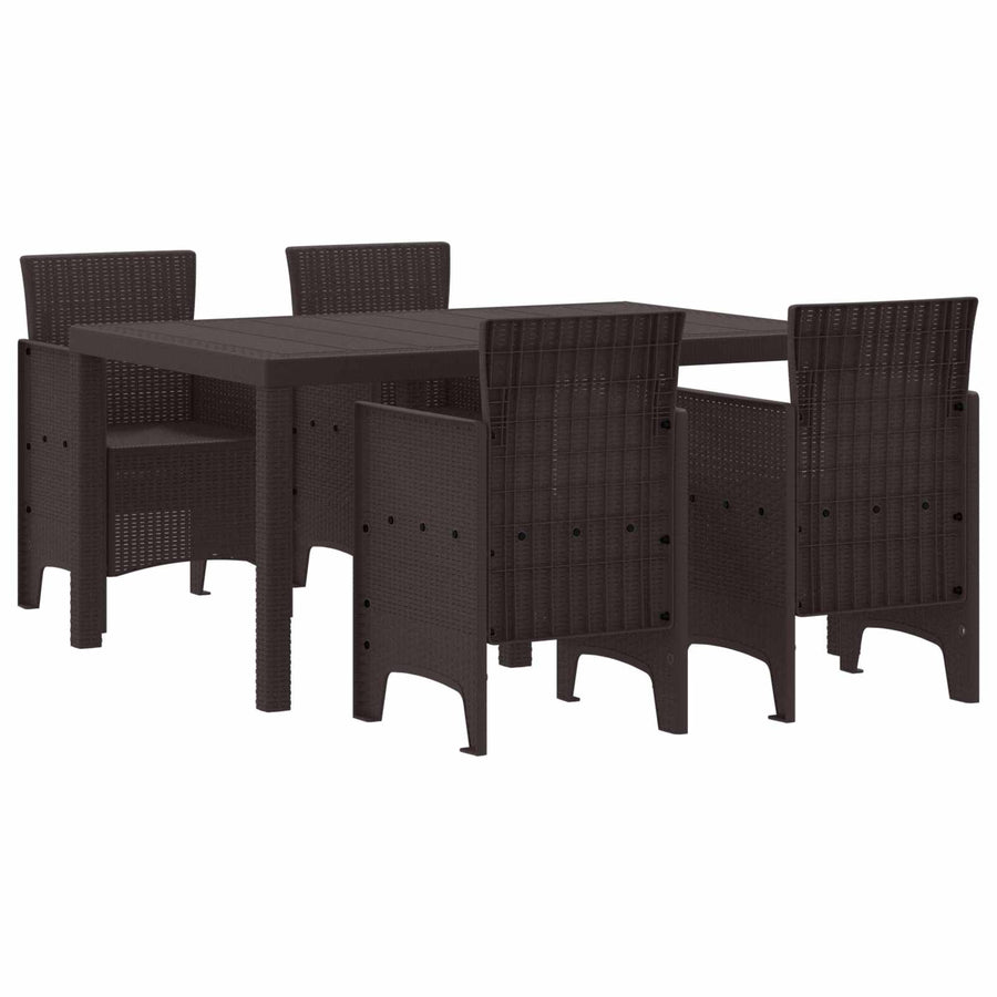 Garden Dining Set 5 pcs Brown Polt rattan