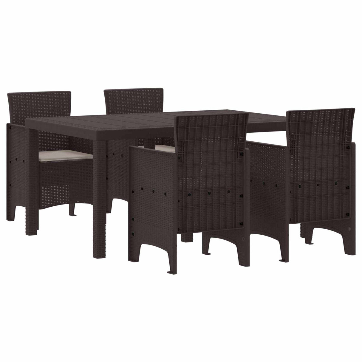 Garden Dining Set 5 pcs Brown Polt rattan