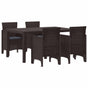 Garden Dining Set 5 pcs Brown Polt rattan