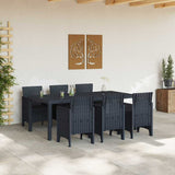 Garden Dining Set 7 pcs Anthracite Polt rattan - Side View