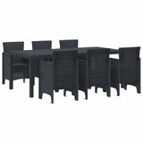 Garden Dining Set 7 pcs Anthracite Polt rattan - Front View