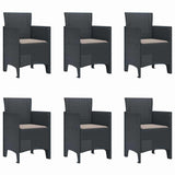 Garden Dining Set 7 pcs Anthracite Polt rattan - 45-Degree Angle