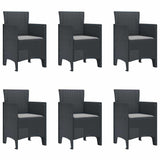 Garden Dining Set 7 pcs Anthracite Polt rattan - 45-Degree Angle