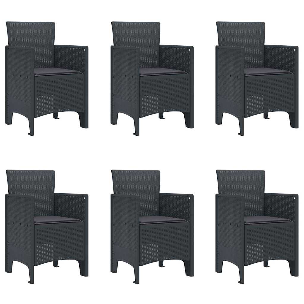 Garden Dining Set 7 pcs Anthracite Polt rattan