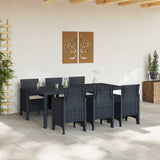 Garden Dining Set 7 pcs Anthracite Polt rattan - Side View