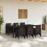 Garden Dining Set 7 pcs Brown Polt rattan - Side View