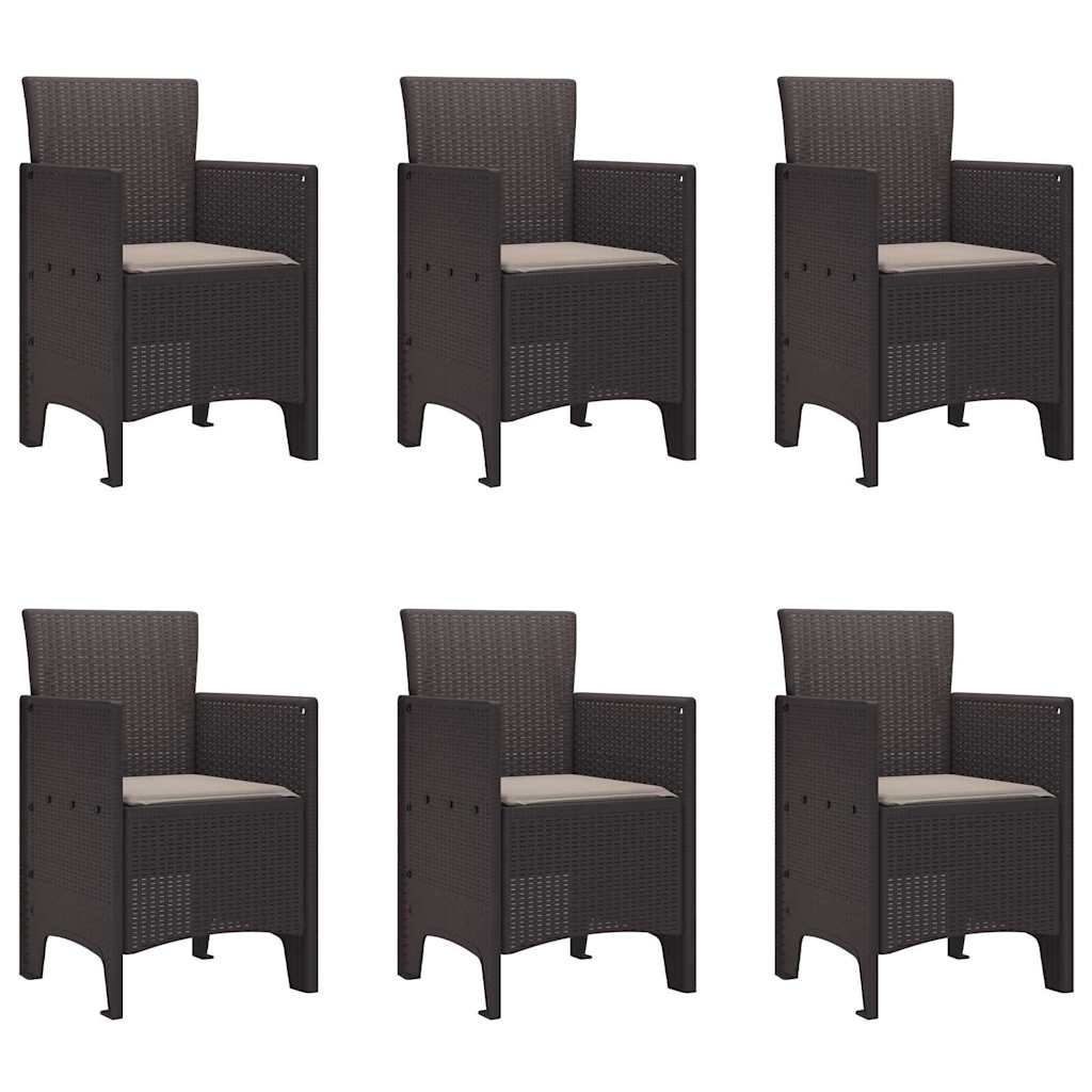 Garden Dining Set 7 pcs Brown Polt rattan