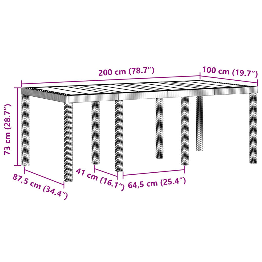 Garden Dining Set 7 pcs Brown Polypropylene
