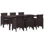 Garden Dining Set 7 pcs Brown Polypropylene