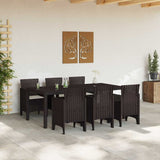 Garden Dining Set 7 pcs Brown Polt rattan - Side View