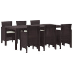 Garden Dining Set 7 pcs Brown Polypropylene