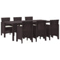 Garden Dining Set 7 pcs Brown Polypropylene