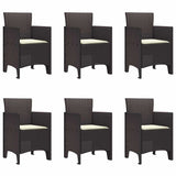 Garden Dining Set 7 pcs Brown Polt rattan - 45-Degree Angle