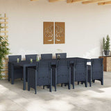 Garden Dining Set 9 pcs Anthracite Polt rattan - Side View