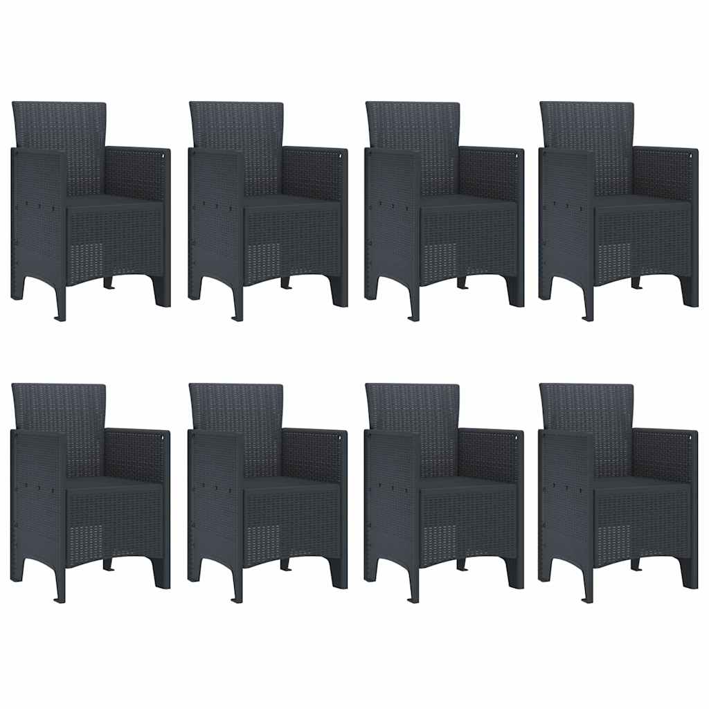 Garden Dining Set 9 pcs Anthracite Polt rattan