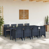 Garden Dining Set 9 pcs Anthracite Polt rattan - Side View