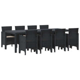 Garden Dining Set 9 pcs Anthracite Polt rattan - Front View
