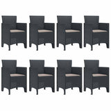 Garden Dining Set 9 pcs Anthracite Polt rattan - 45-Degree Angle
