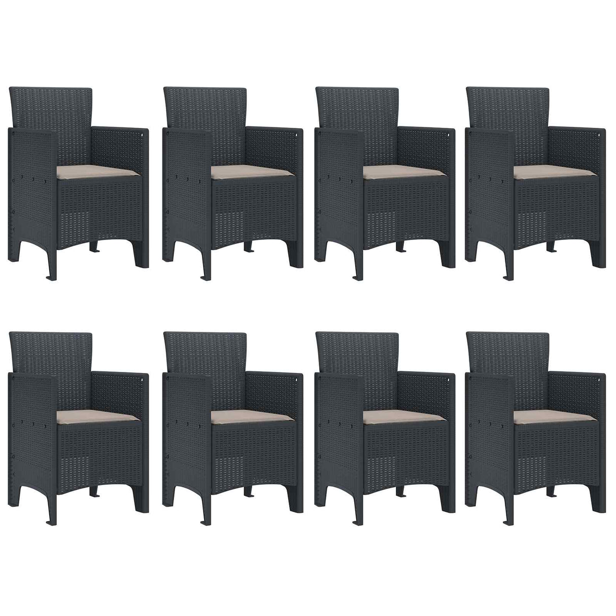 Garden Dining Set 9 pcs Anthracite Polypropylene