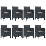 Garden Dining Set 9 pcs Anthracite Polypropylene - 45-Degree Angle