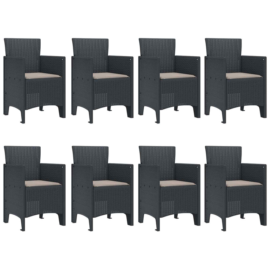 Garden Dining Set 9 pcs Anthracite Polypropylene